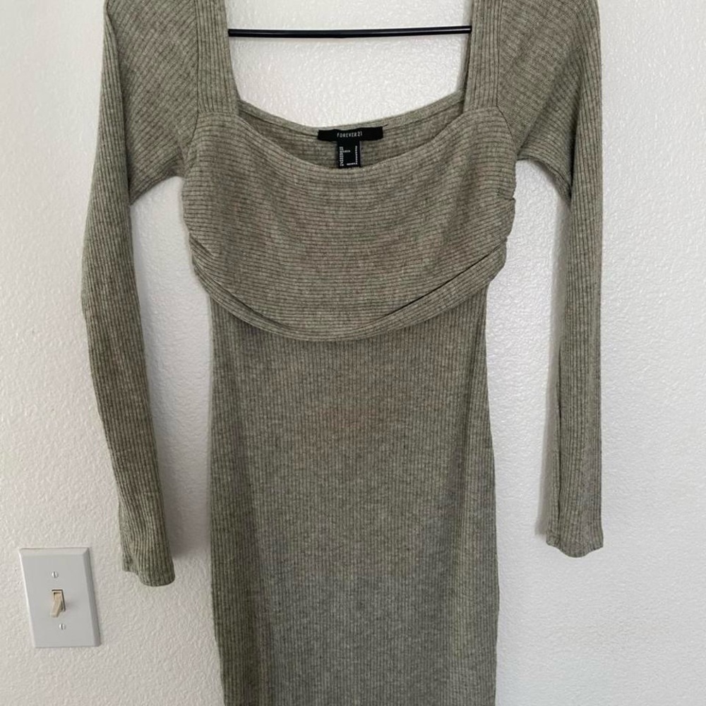 Forever 21 Olive Long Sleeve Dress